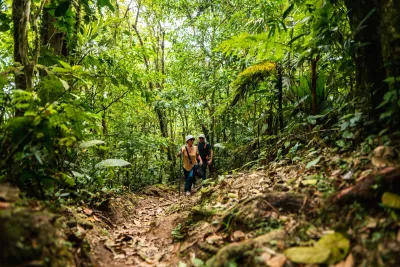 Hikers on the Cerro Gaital rainforest trail in El Valle de Antón