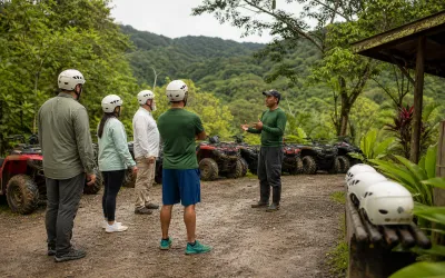 Guide briefing the group before the Blue Hill ATV ride
