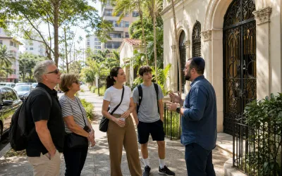 Guide sharing Panama Jewish community history with a small group