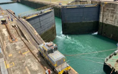 Panama Canal lock gates viewed up close