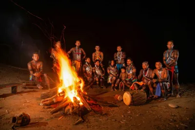 Bonfire gathering in the Emberá village