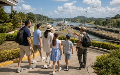 Walkway and viewing terraces at the Miraflores Visitor Center